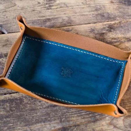 Tacka skórzana - jasny brąz i niebieski