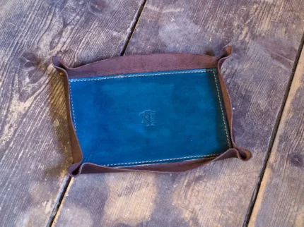 Tacka skórzana ciemny brąz i niebieski