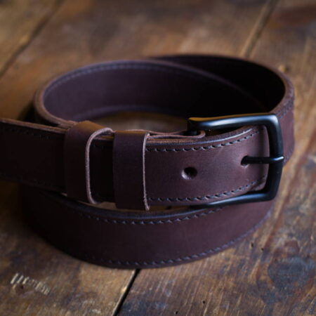 Pasek do spodni z przeszyciem, gruby, czarna klamra